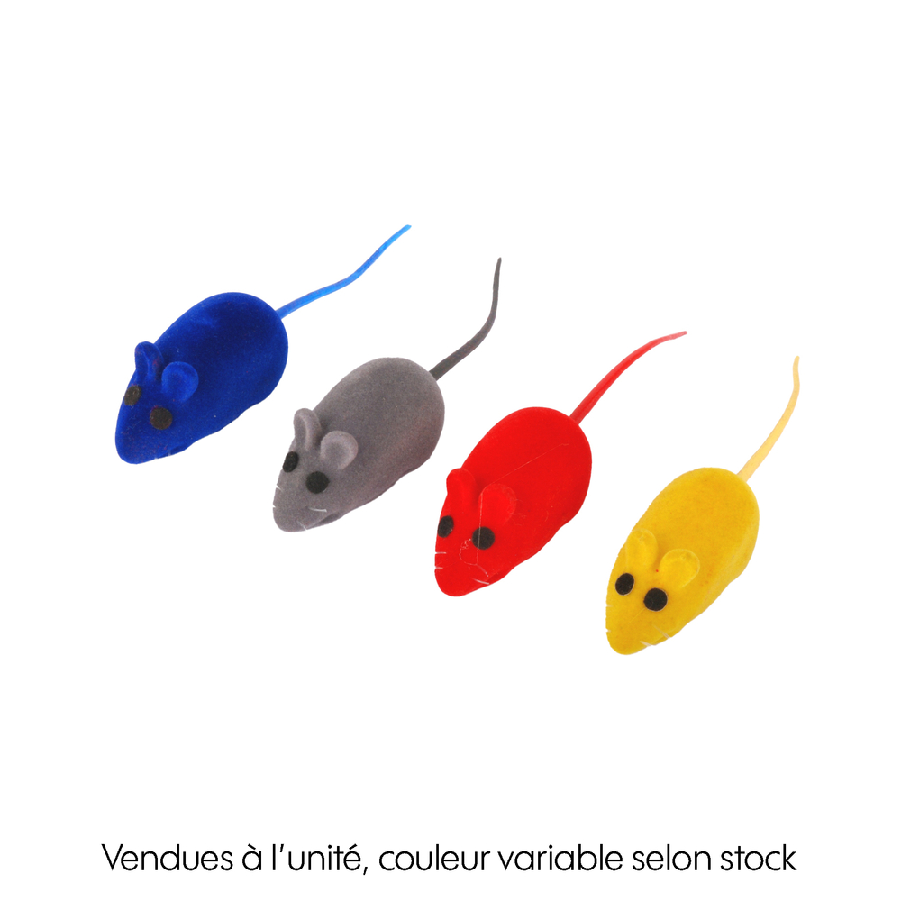 Jouet pour chat '2 souris feutre' (4 coloris aléatoires) 6cm