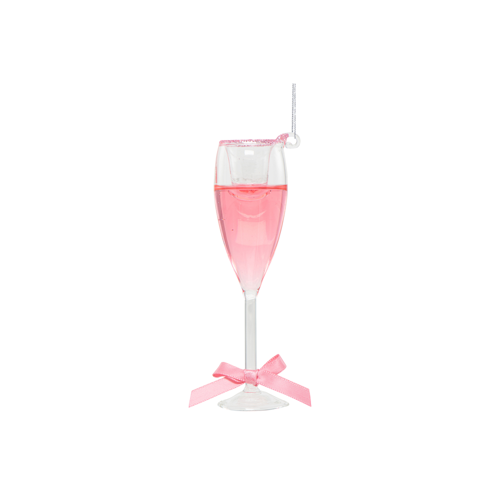Suspension de Noël en verre : coupe de champagne - H.10cm