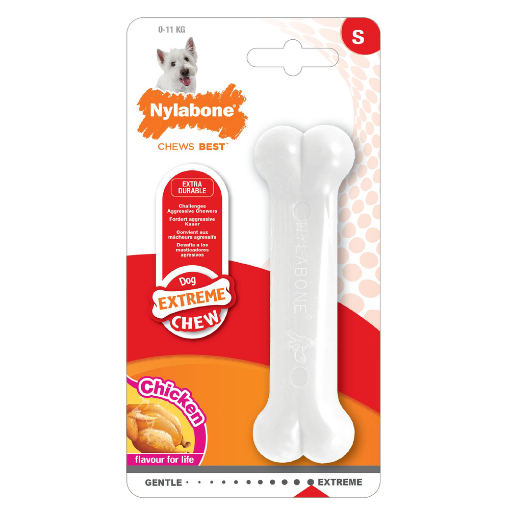 Jouet pour chiot Nylabone puppy bone au goût poulet S