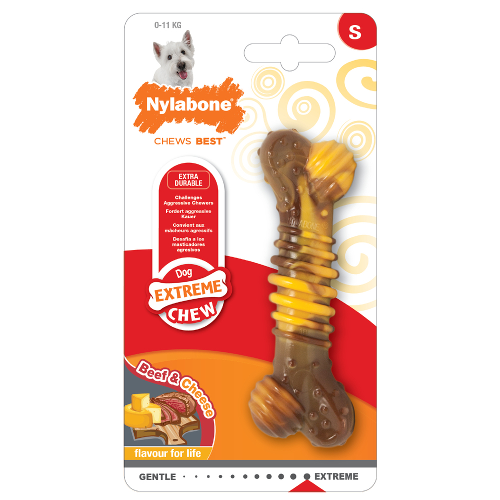 Jouet pour chien Nylabone Extreme chew boeuf & fromage S