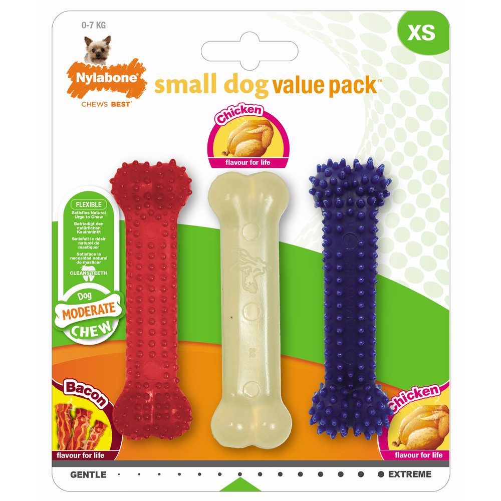 Jouet pour chien Pack Nylabone moderate poulet & bacon XS