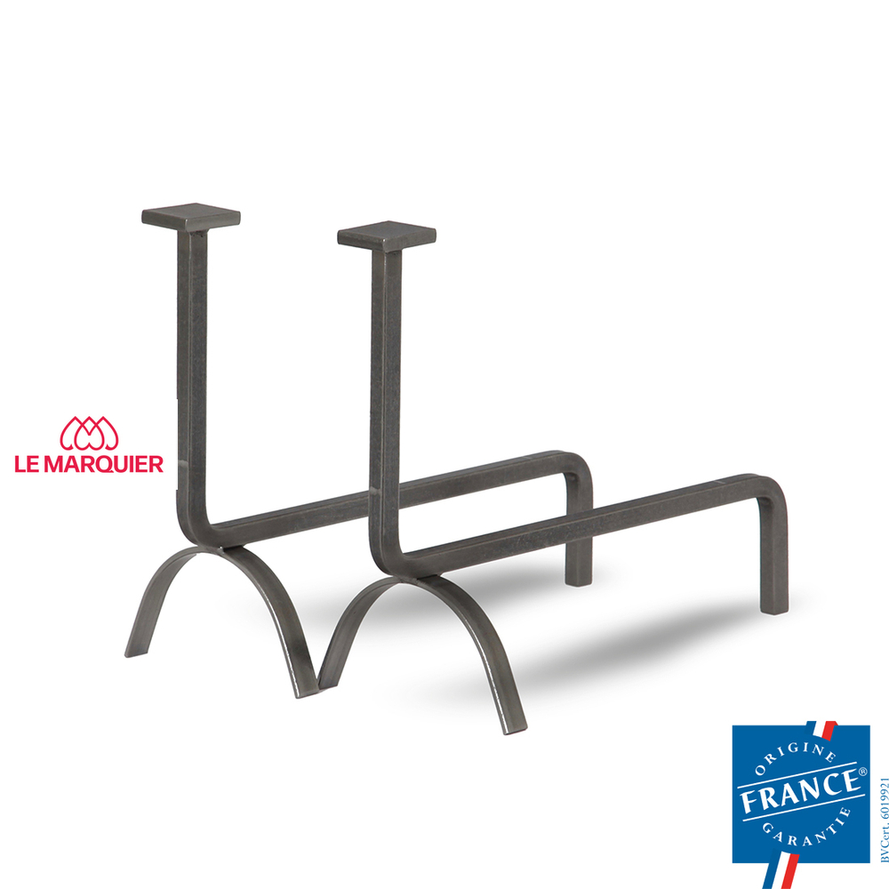 PAIRE DE CHENETS CARREE-(957628)