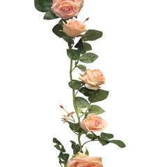 Guirlande composée de 7 belles roses factices Rose pâle - L145cm