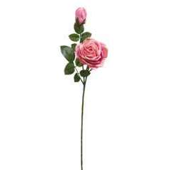Lot de 5 tiges de rose et un bouton de rose artificielles roses 65cm