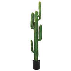 Grand cactus artificiel en pot plastique rond noir 160cm | Truffaut