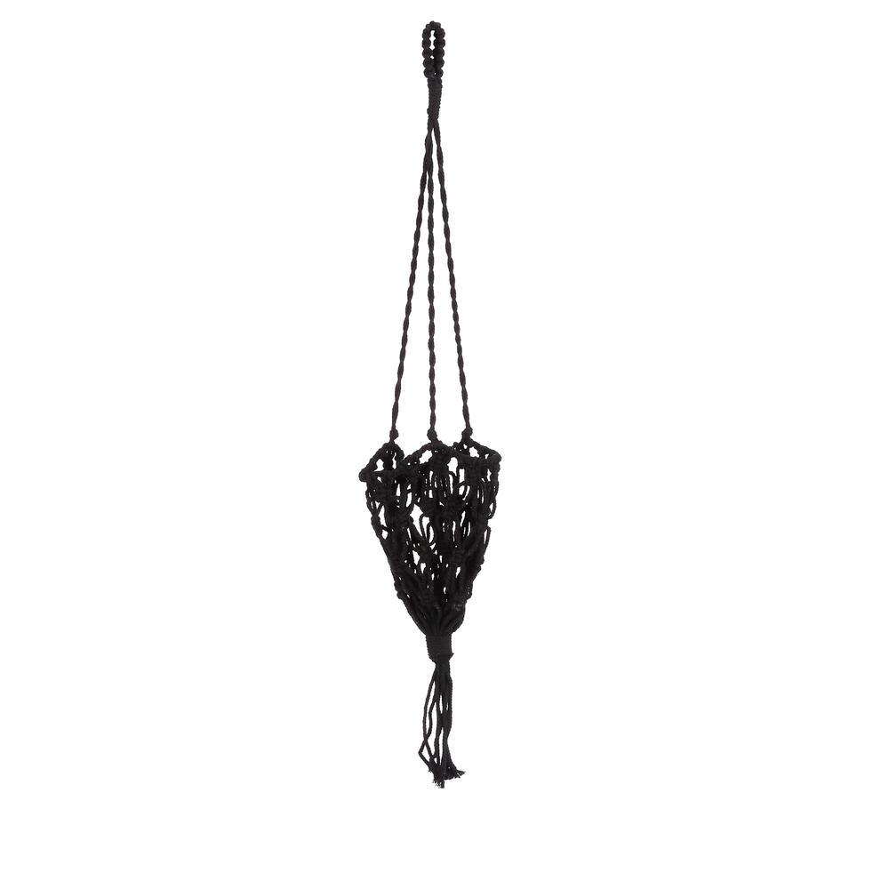 Suspension en macramé noir H70xd14cm