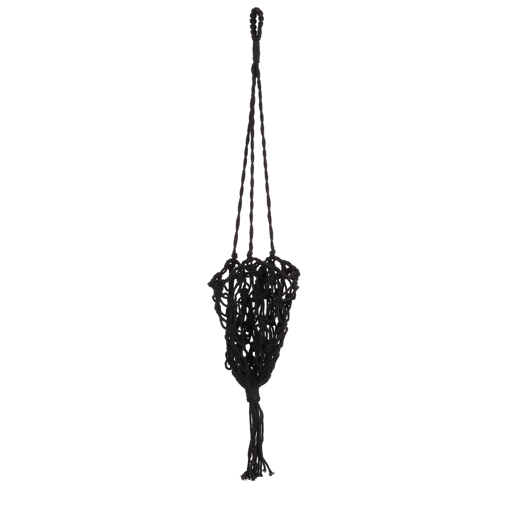 Suspension en macramé noir H70xd17cm