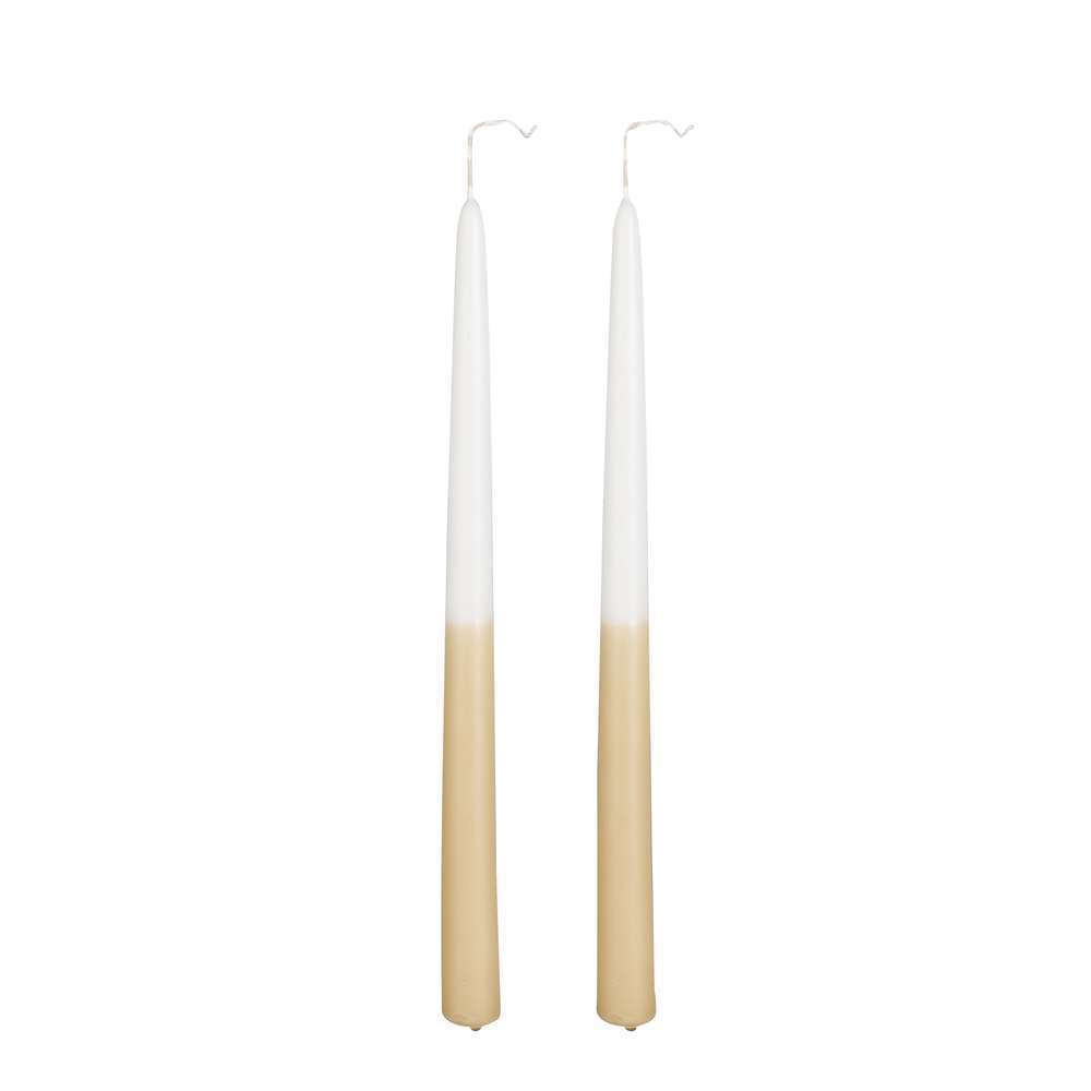 Bougie diner marron clair 2 pièces - Dip Dye -H.30 x D.2,2cm