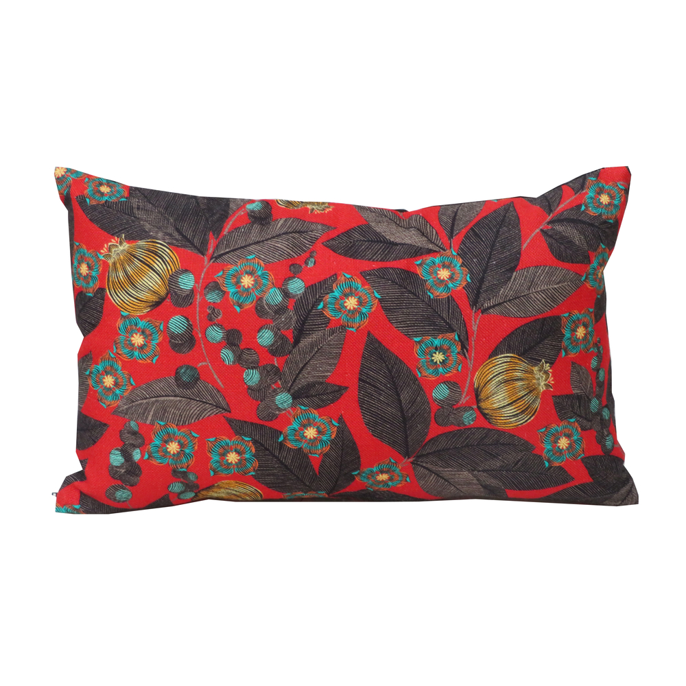 Coussin Deco 50X30 Dehoussable Fruit Du Paradis Rouge