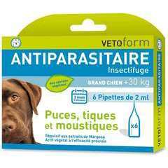 Pipettes antiparasitaire insectifuge pour grand chien +30 kg x 6