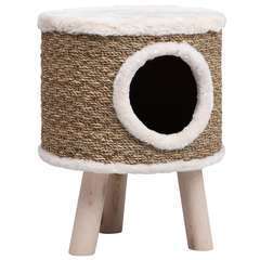 Maison pour chat avec pieds en bois Herbiers marins - 41 cm