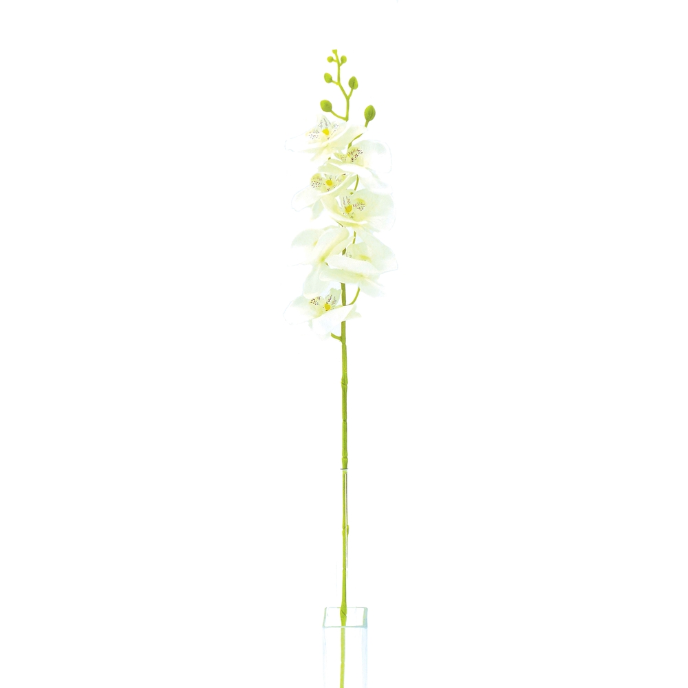 Fleur artificielle tige d'orchidée phalaenopsis blanc H.82cm