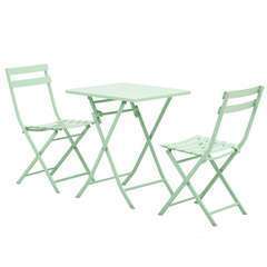 Ensemble table et chaises bistro pliable métal thermolaqué vert