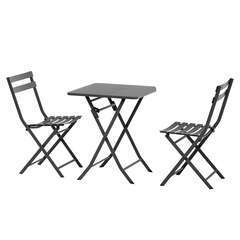 Ensemble table et chaises bistro pliable métal thermolaqué gris