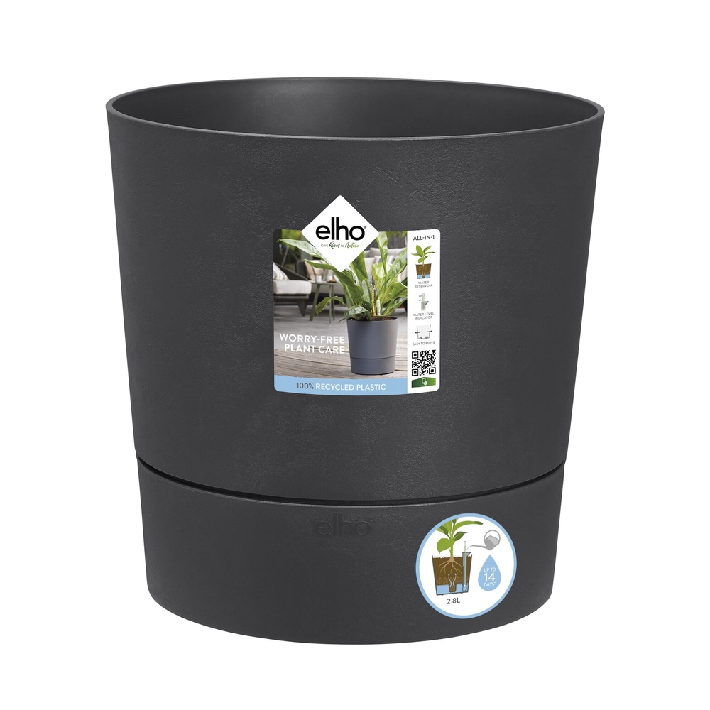 Pot Greensense Aqua Care rond gris, à reserve d'eau - D.30cm