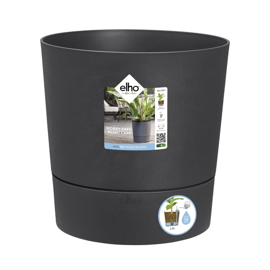 Pot Greensense Aqua Care rond gris, à reserve d'eau - D.30cm