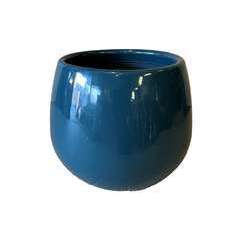 Pot en terre cuite émaillée Cancale Urbain bleu - D.25xH.27cm