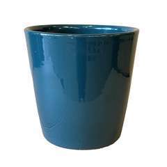 Pot en terre cuite émaillée Odyssée Urbain bleu - D.23xH.21cm