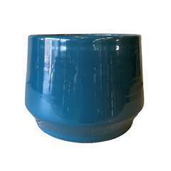 Pot en terre cuite émaillée Léphémère Urbain bleu - D.21.5xH.19cm