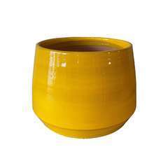 Pot terre cuite émaillée Léphémère Ibiza Sunshine jaune - D25.5xH22cm