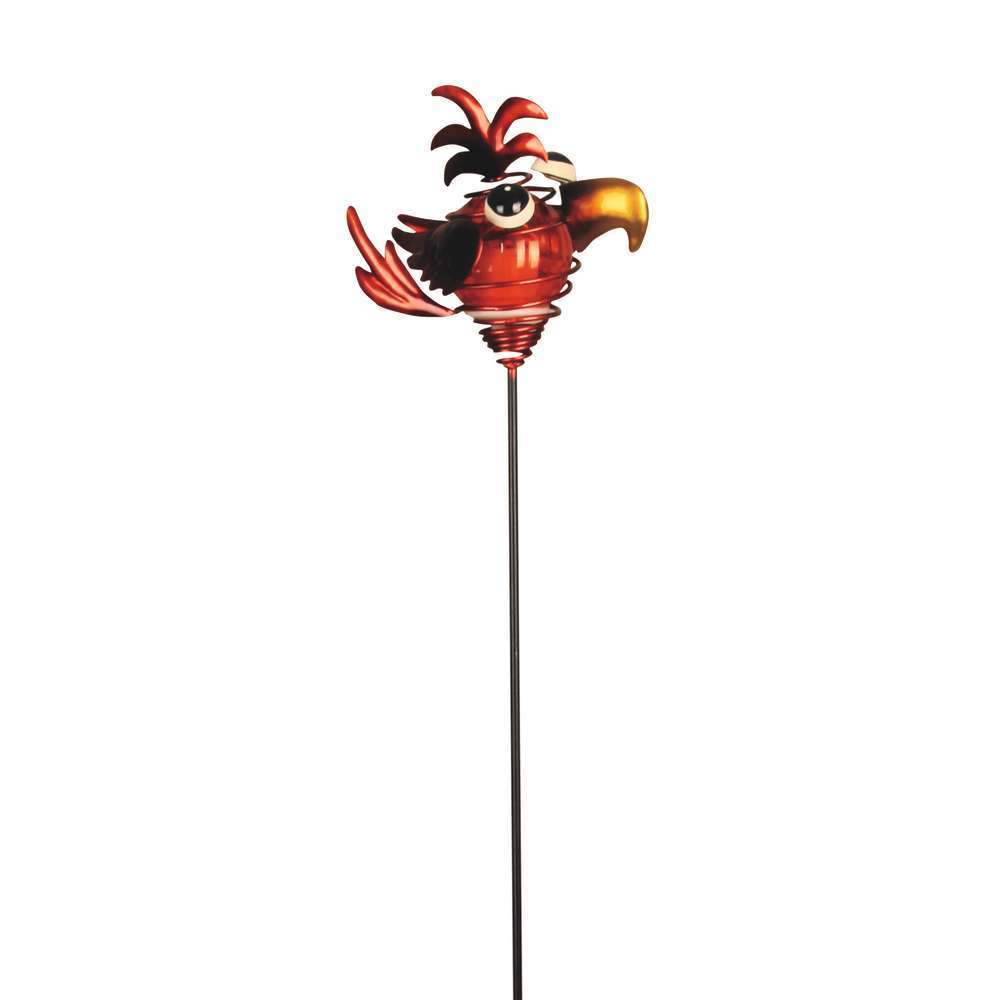 Lampe solaire LED Bird Stake sur pique en métal multicolore - H.66 cm