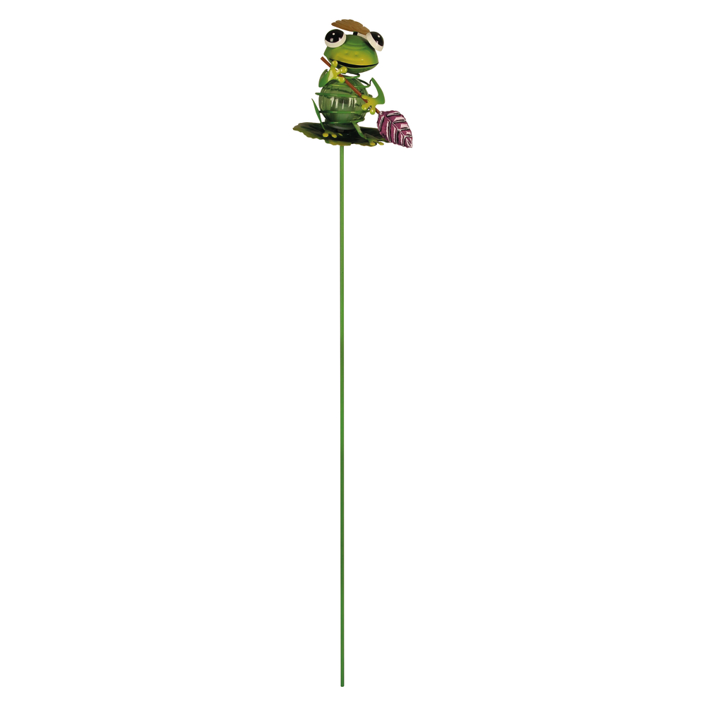 Lampe solaire Frog Stake sur pique en métal vert - 7x16x77 cm