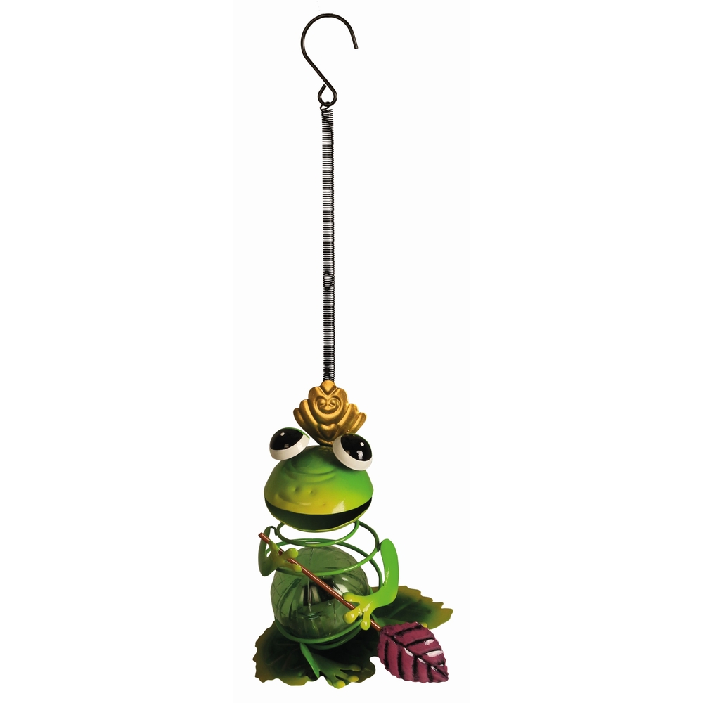 Suspension solaire Frog Hang en métal vert - 7x16x26 cm