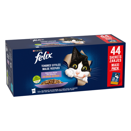 Felix Tendres Effilés en Gelée - Sélection Mixte 44x85g pour chat