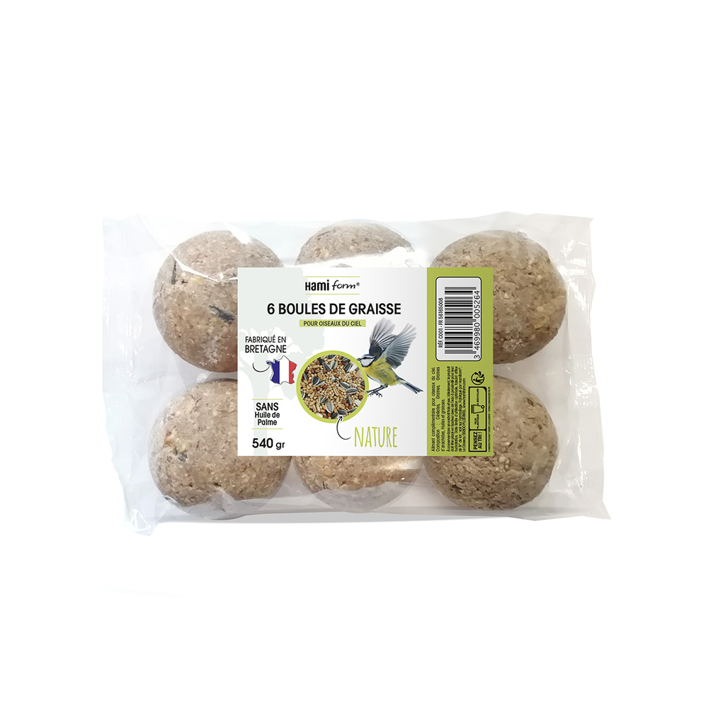 Boules de graisse nature pour oiseaux du ciel x6