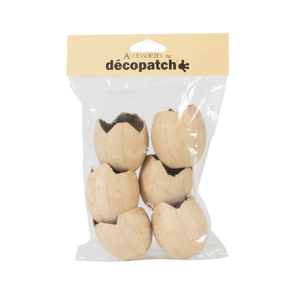 Pack de 6 œufs cassés Waterproof en bois à décorer - H.5,3 cm