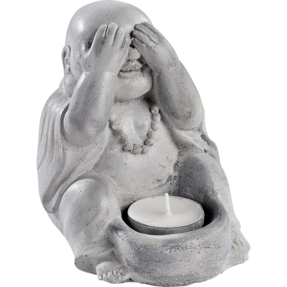 Photophore moine zen en béton ciré gris - L.11xl.12xH.13 cm