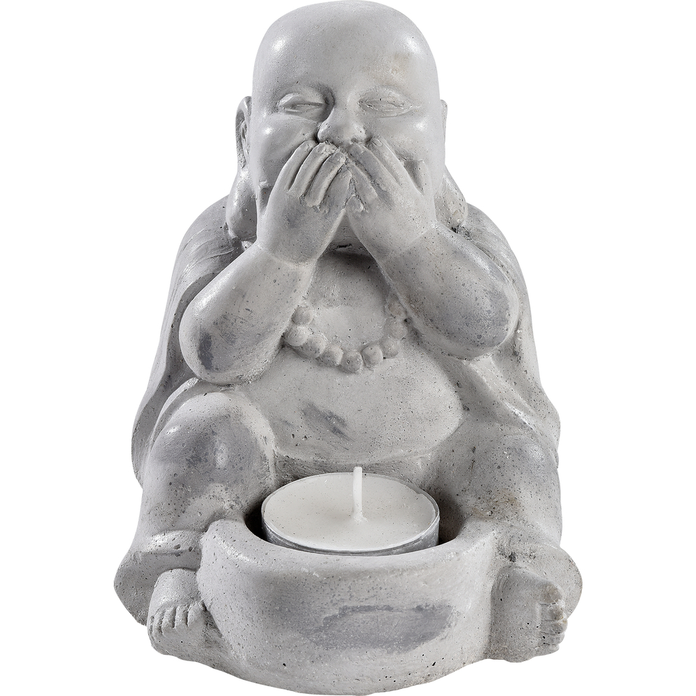 Photophore moine zen en béton ciré gris - L.11xl.12xH.13 cm