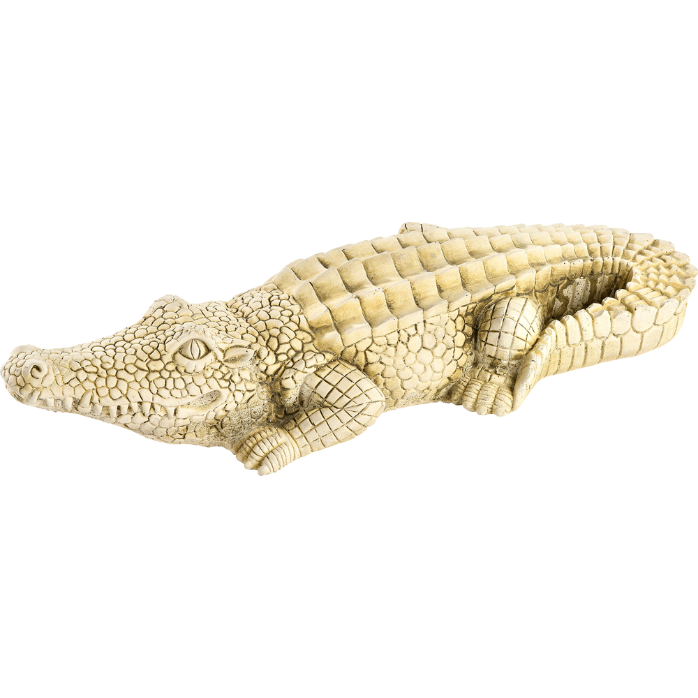 Statue zen crocodile en pierre reconstituée naturelle - L.35 cm