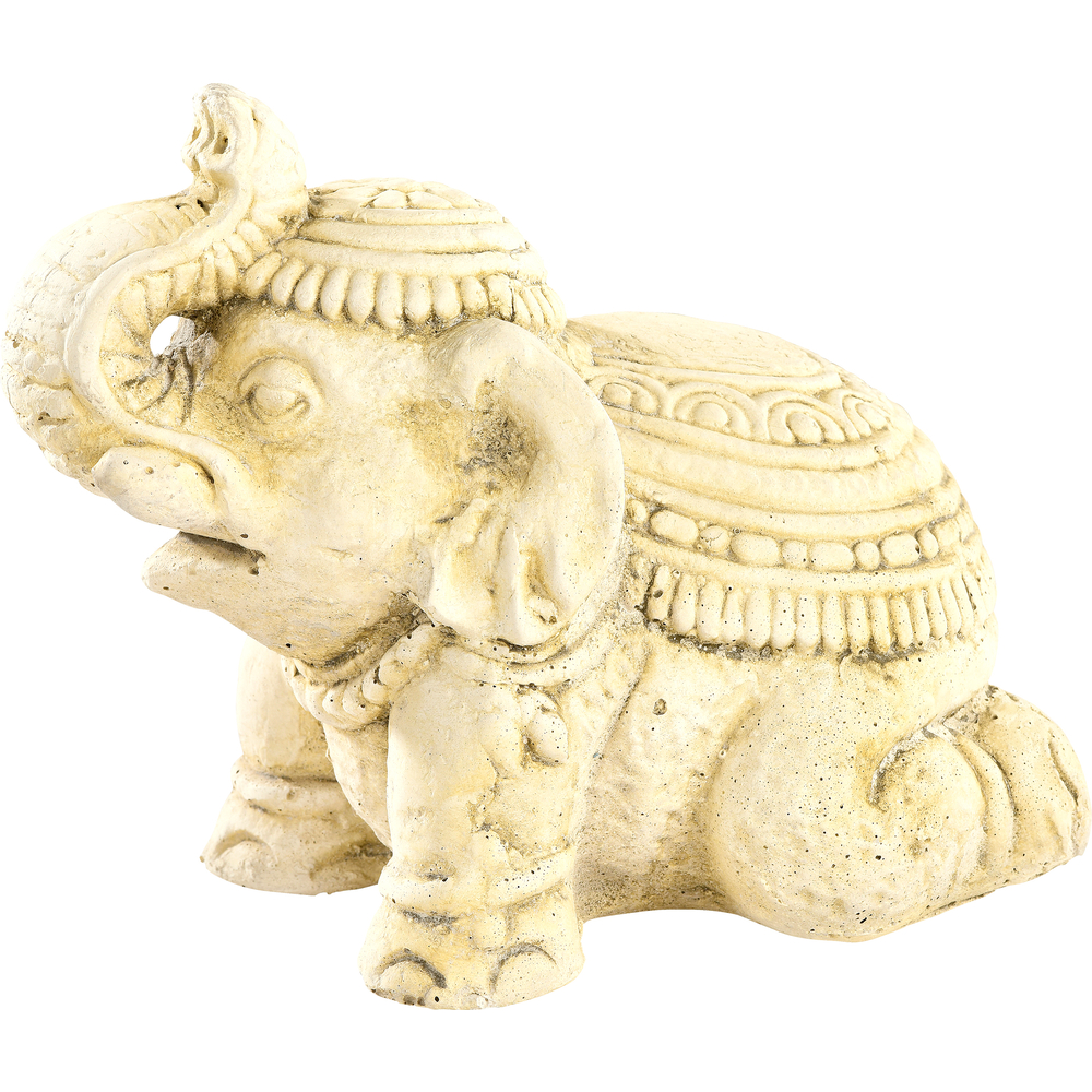 Statue zen éléphant hindou en pierre reconstituée naturelle - H.20 cm