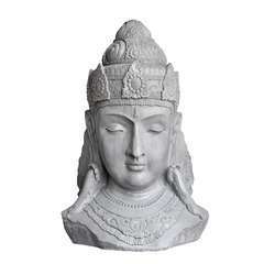 Statue buste déesse Shiva ton ciré gris GM - H.82cm