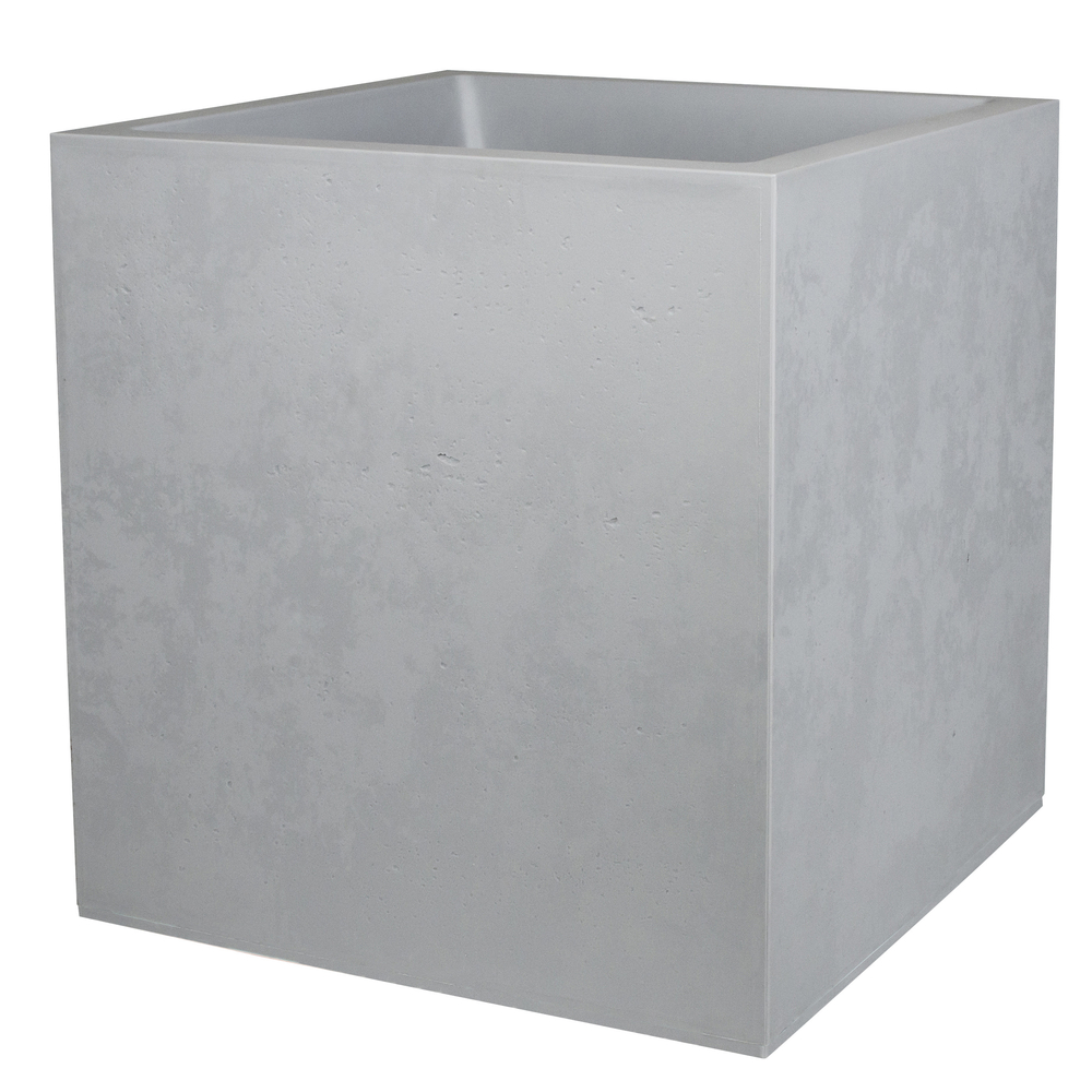 Pot Basalt carré en polypropylène gris béton - 39,5x39,5 cm