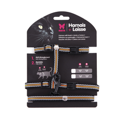 Set harnais et laisse collection Trio pour chat orange
