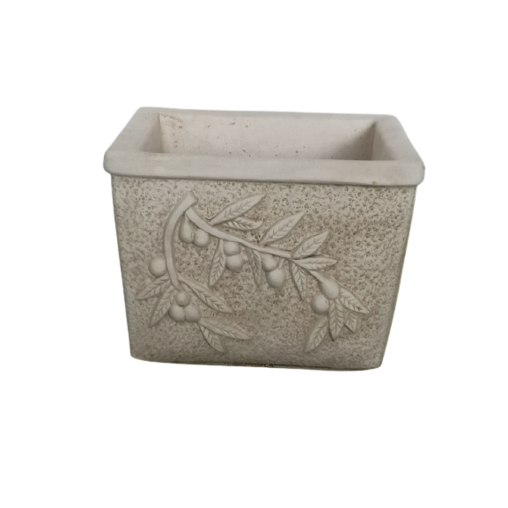 Vase carré Olives ton pierre - L.31xl.23xH.31cm