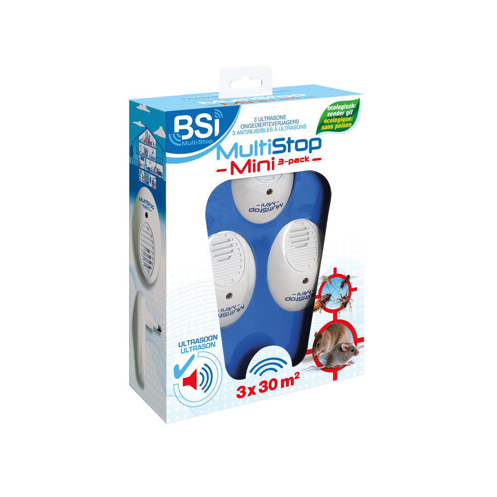Pack anti-nuisibles à ultrasons - Multistop Mini 3x30m²