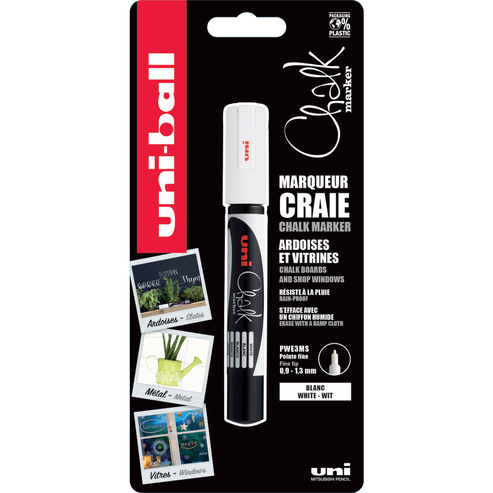 Marqueur craie fin blanc - Pointe ogive 0,9 à 1,3mm