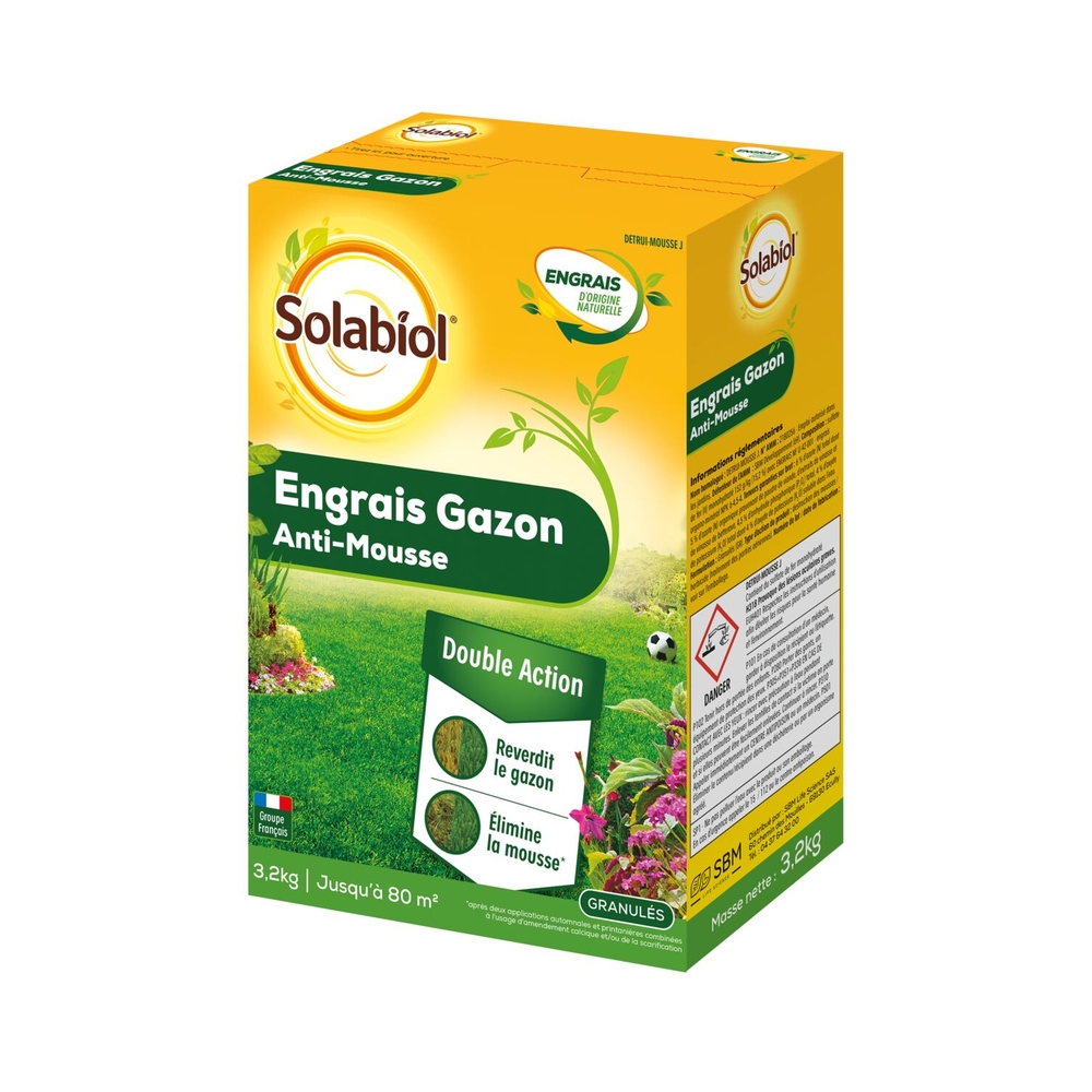 Engrais gazon anti-mousse - 3,2kg