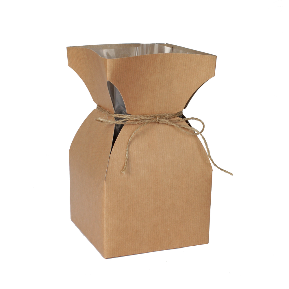 Vase kraft carré 11.5 H21cm Naturel