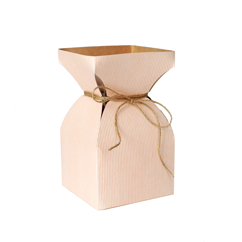 Vase kraft carré 11.5 H21cm rose