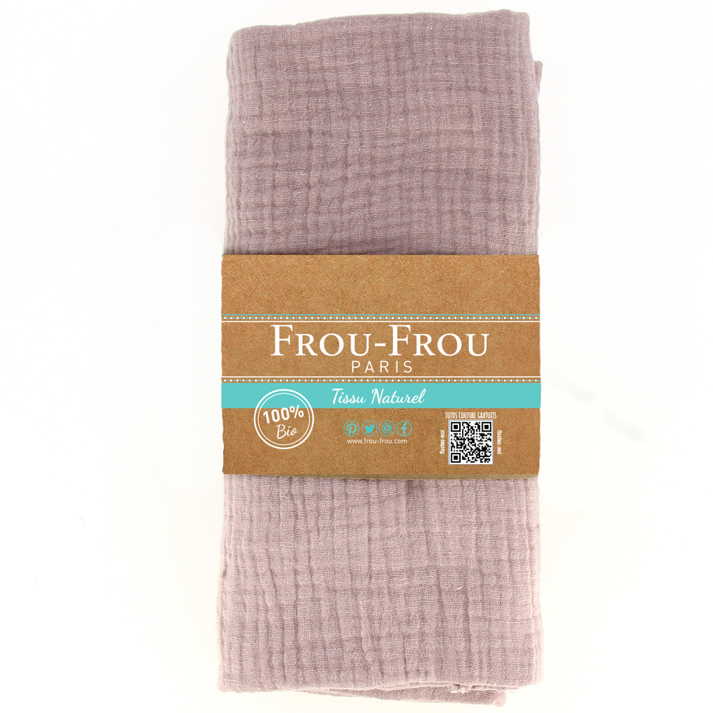 Coupon Tissu 135x60cm en Double Gaze BIO, couleur Rose, 100% Naturel