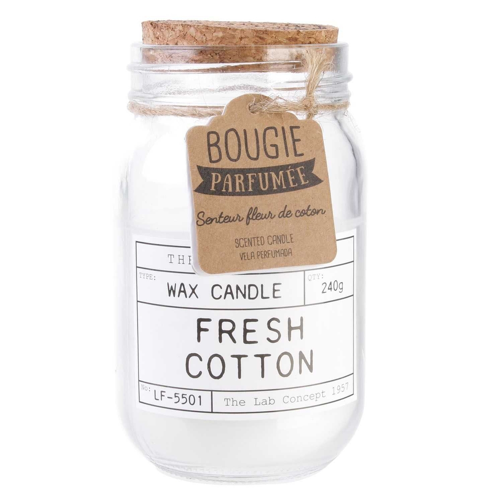 Bougie parfumée liège mèche bois H14cm