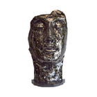 Statue visage façon mosaïque en métal gris - H.108 cm
