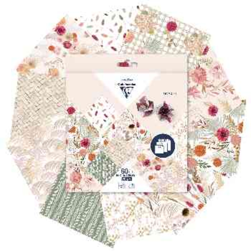 Kit Origami 60 feuilles 10x10cm 15x15cm 20x20cm 70g Fleurs séchées