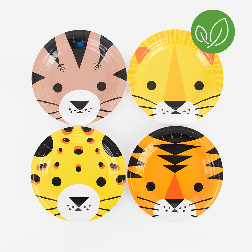 8 Assiettes mini animaux félins