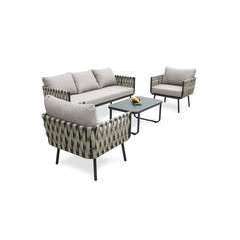 Salon de jardin Antibes gris : 2 fauteuils, 1 table et 1 canapé