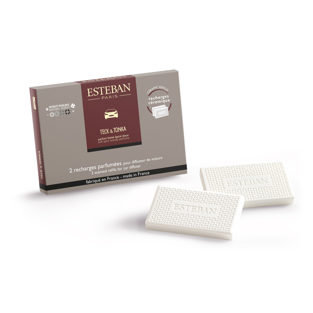 Recharge pour diffuseur de voiture Teck &amp; tonka en céramique - x2